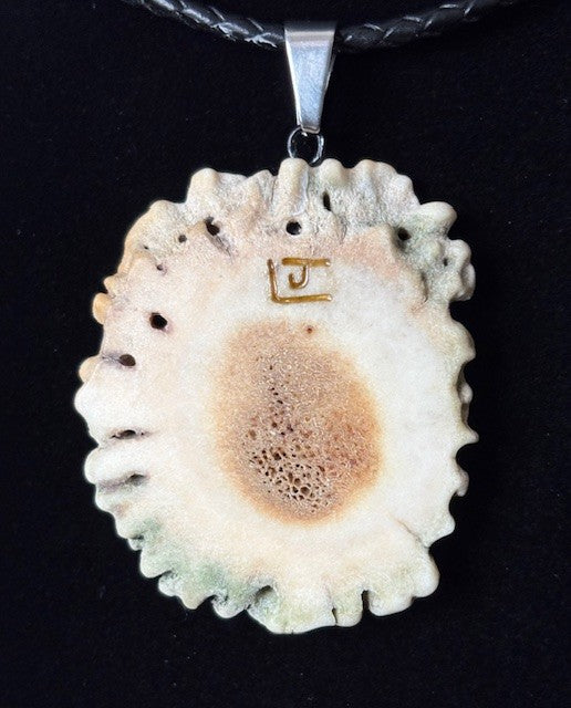 Elk Antler Carved Out Arrowhead Necklace - Natural Elk Antler