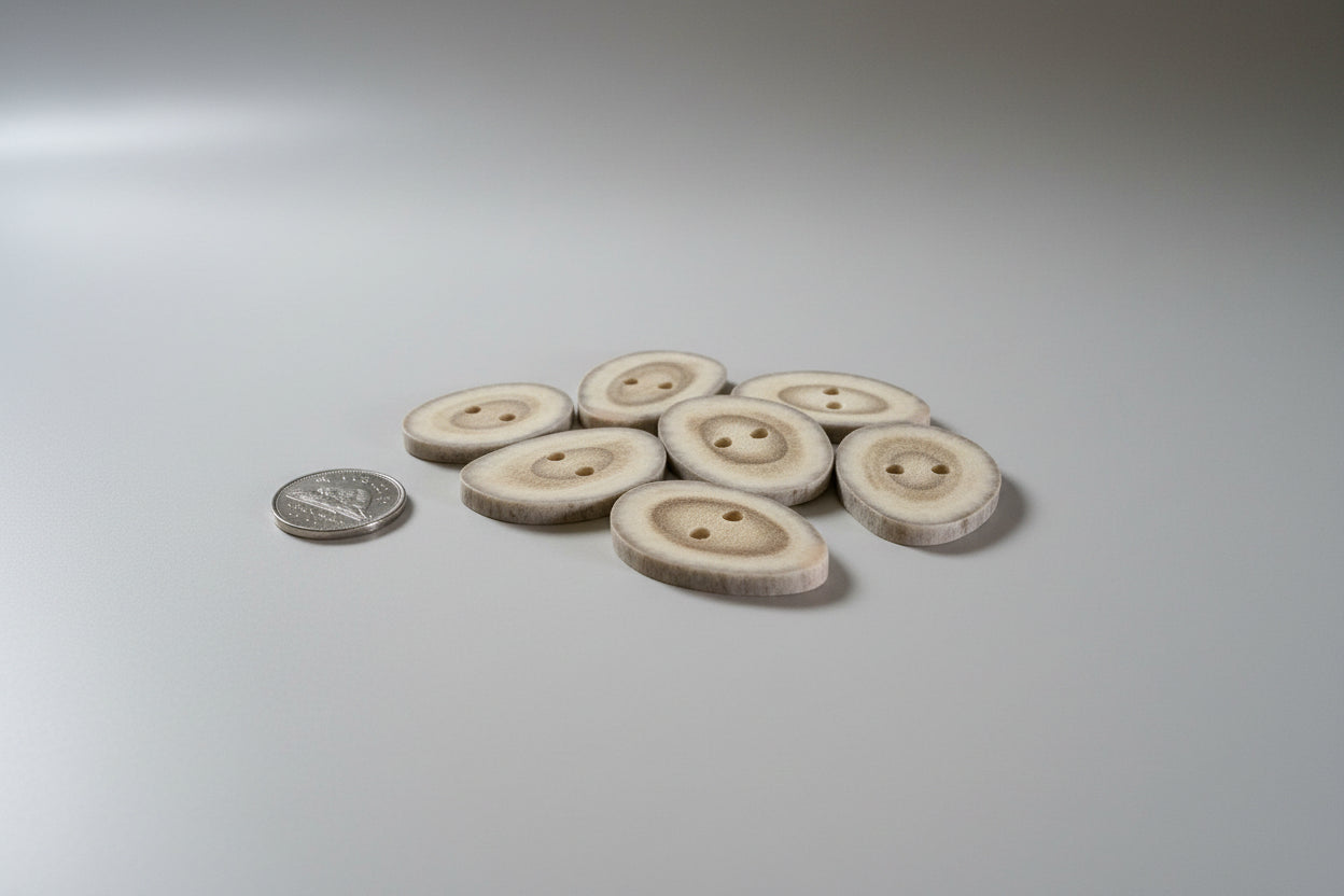 Deer antler buttons on gray background