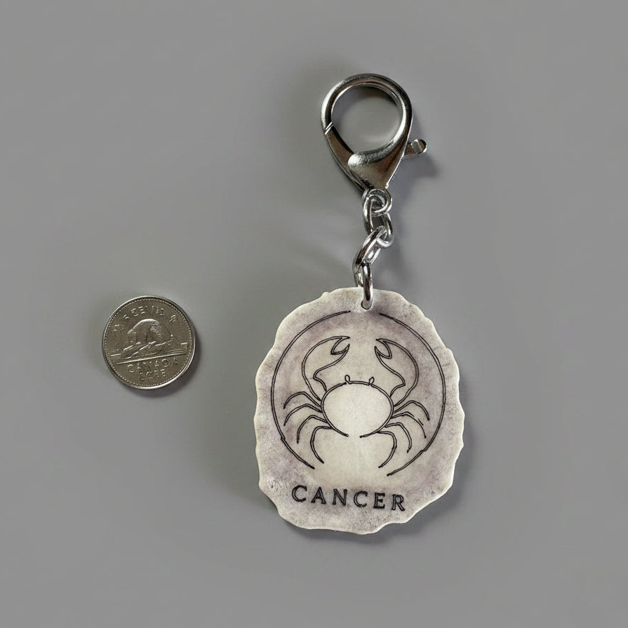 Moose antler zodiac sign keychain on a gray background