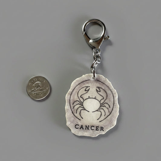 Moose antler zodiac sign keychain on a gray background