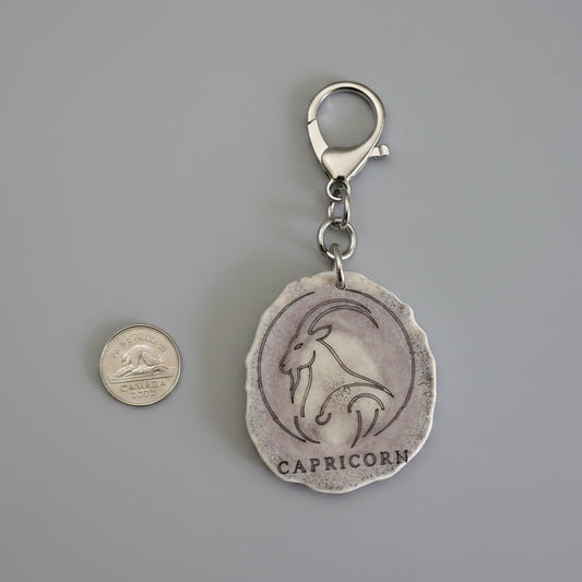 Moose antler zodiac sign keychain on  gray background