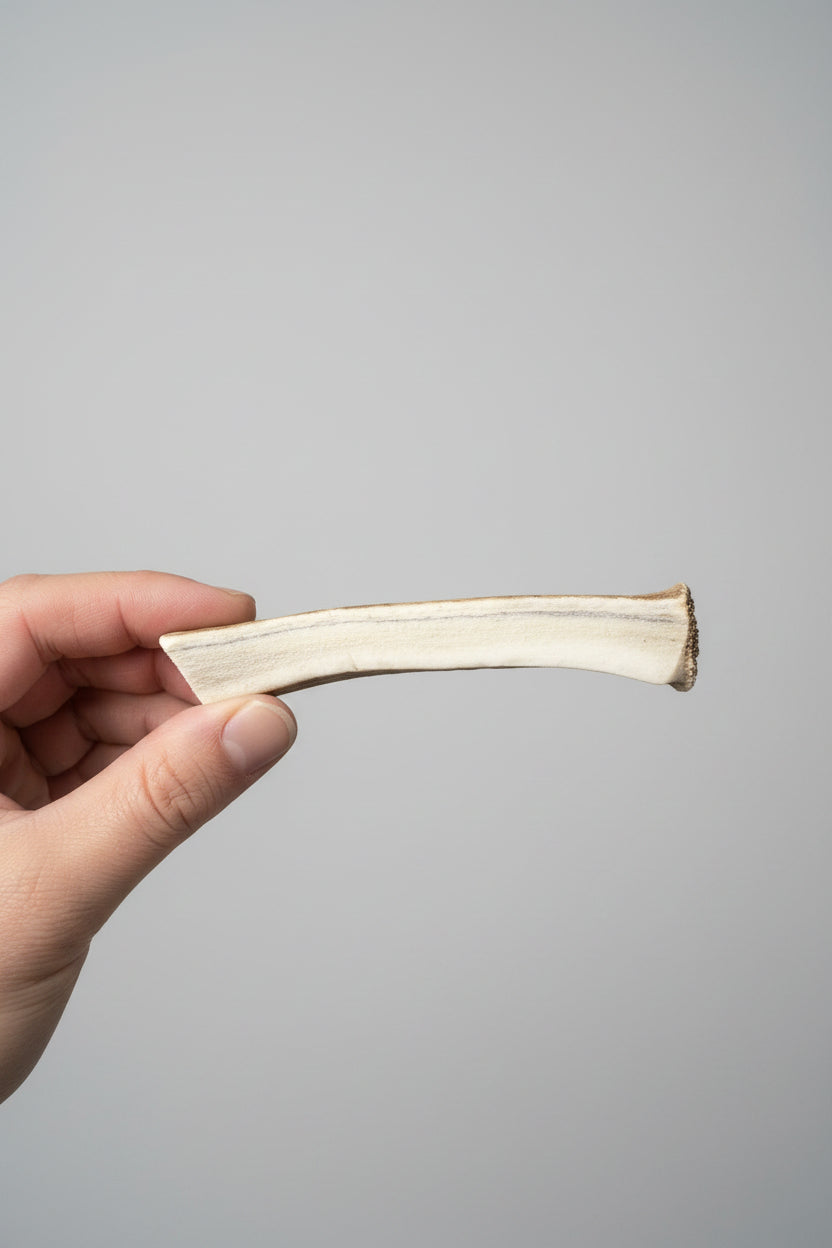 deer antler dog chew on a gray background