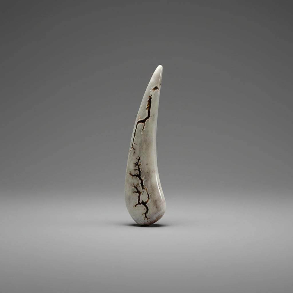 Polished deer antler on a gray background