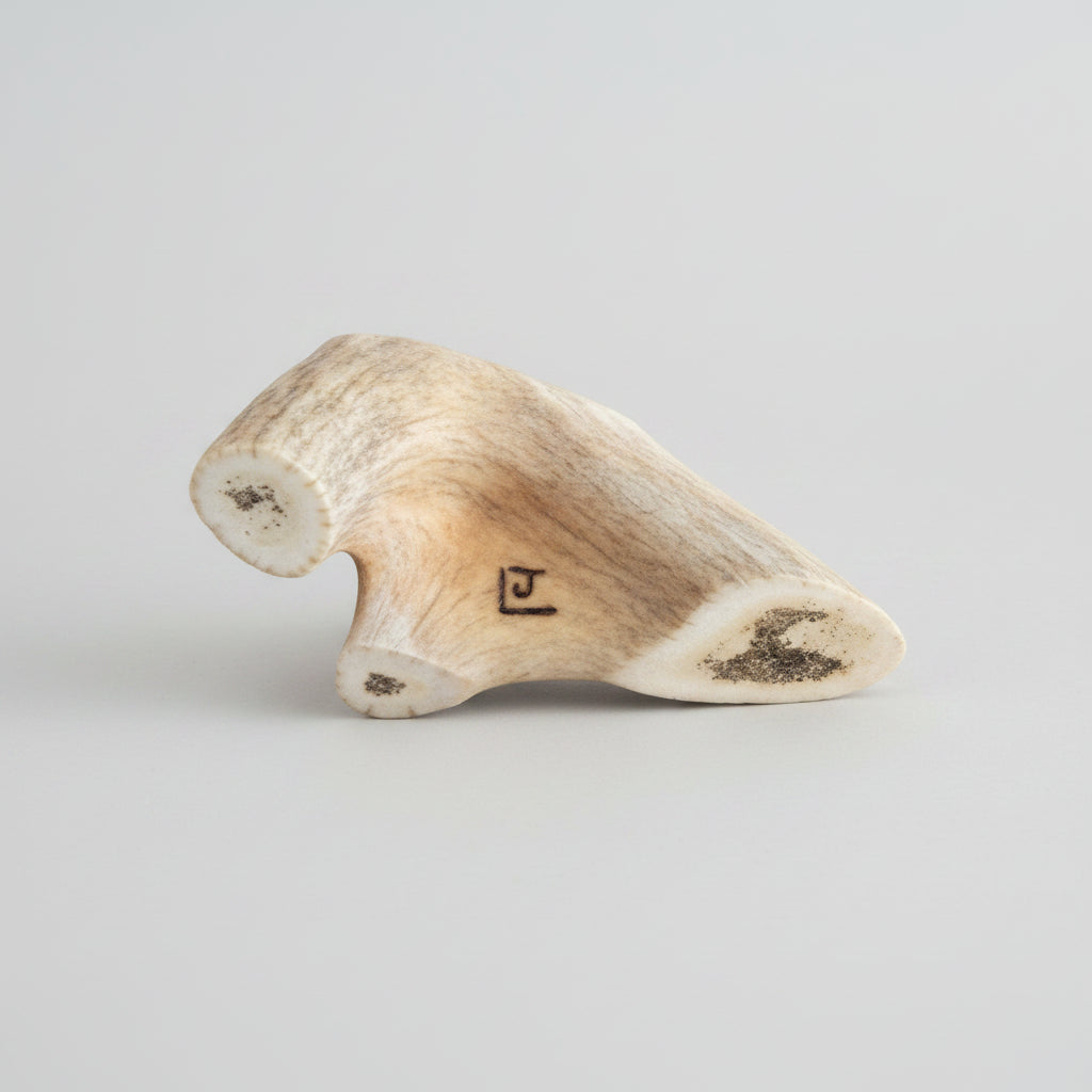 Bottom view of the Deer antler aroma diffuser piece on a gray background